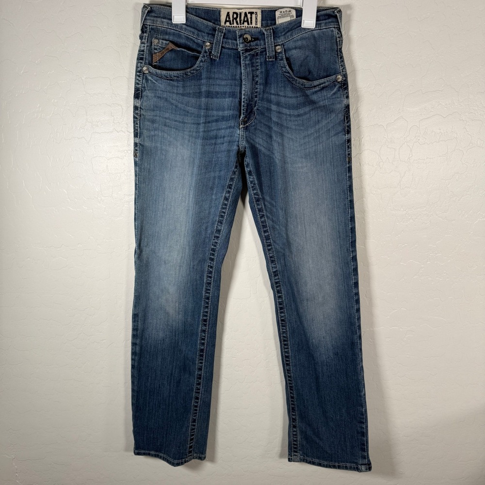Ariat M5 Slim Straight Jeans Mens 33x34 Blue Denim Western Cowboy Workwear